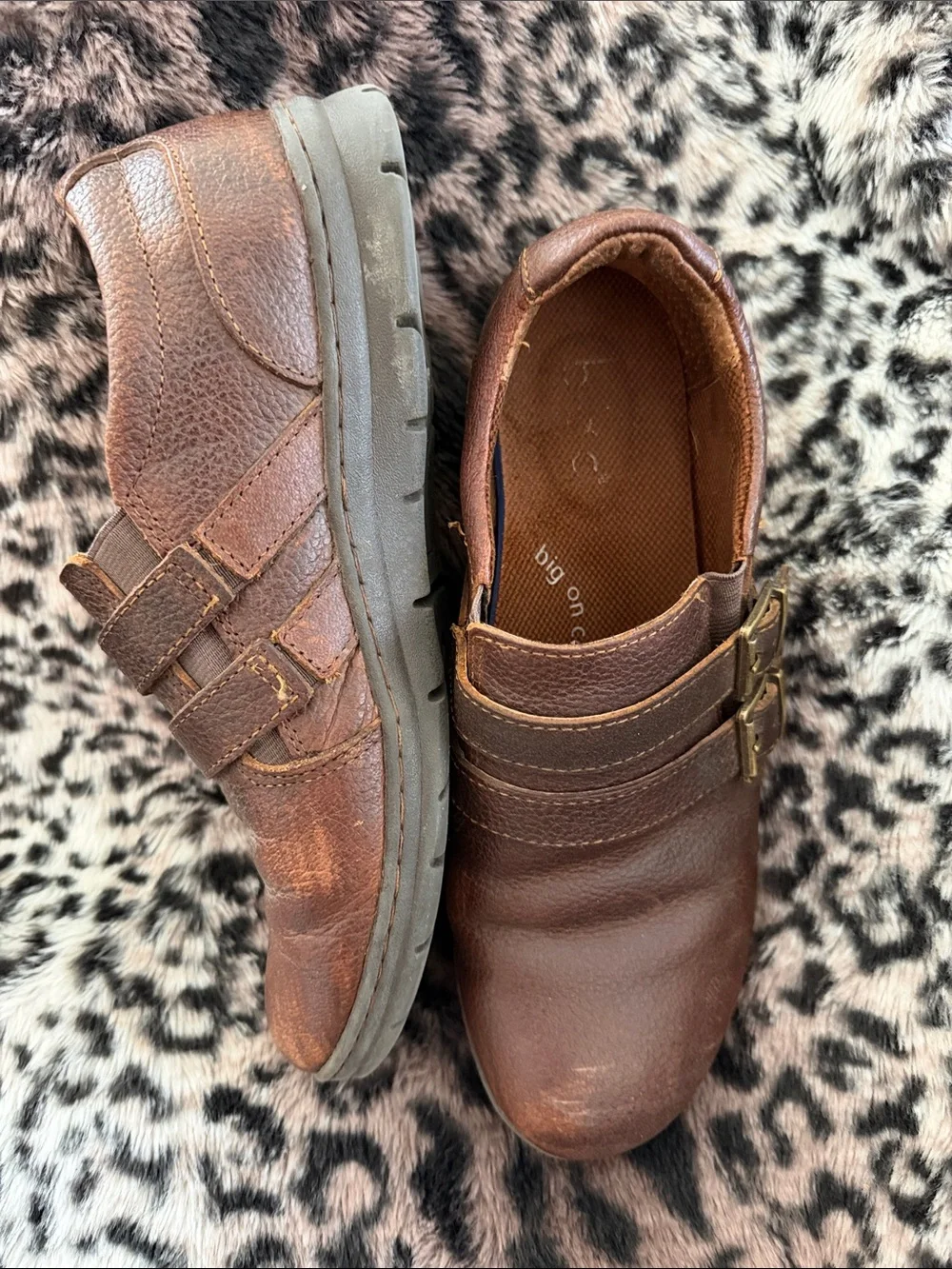 Brown WoMen's Slip-On Leather Loafers Sz 11